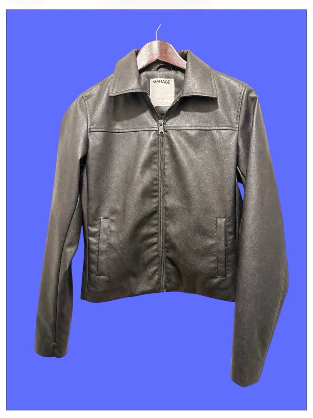 Garage Black Faux Leather Zip-Up Jacket Size XS